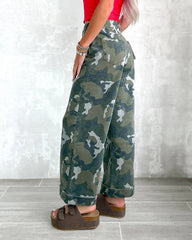 Camouflage Cargo Flare Pants