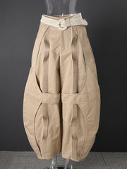 Belted Pleated Balloon Wide Leg Pants-boutique