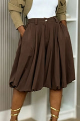 High Waist Pleated A Line Wide Leg Pants
