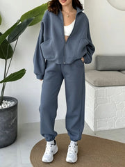 Zip Hoodie and Casual Pants Set