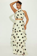 Polka Dot Top and Tiered Skirt Set
