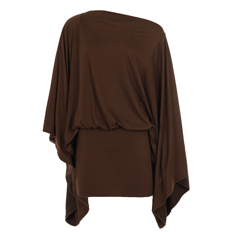 Draped Batwing Sleeve Bodycon Mini Dress