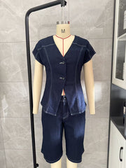 Relaxed Denim Jacket and Pants Set