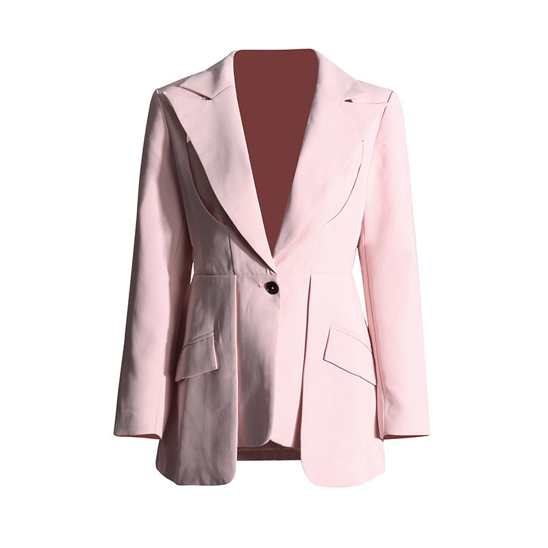 Cutout Asymmetric Fitted Blazer-boutique