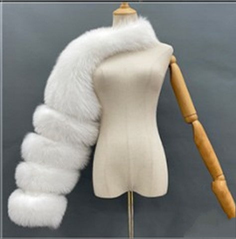 Long Plush Faux Fur Shoulder Wrap