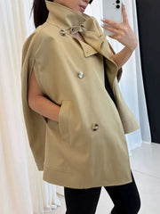 Cropped Cape Trench Jacket-boutique