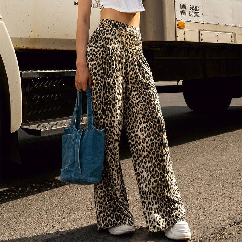 Leopard Print Wide Leg Pants