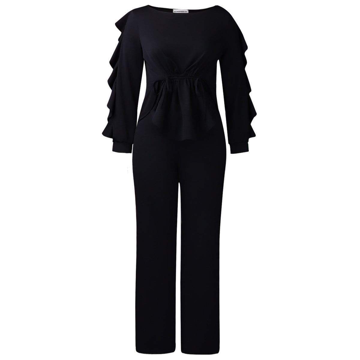 Ruffle Sleeve Drawstring Peplum Pants Set