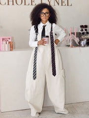 Cargo Pocket Wide Leg Overalls