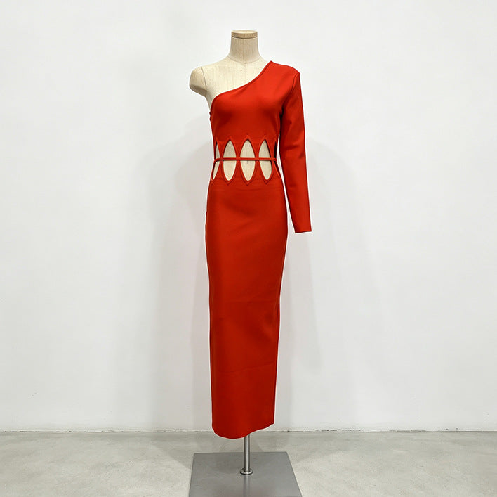 One Shoulder Cutout Evening Dress-boutique