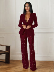 Button Blazer and Tailored Pants Set