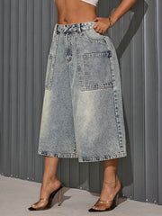 Women's Vintage Wide Leg Denim Bermuda Shorts