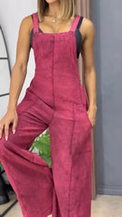 Pocket Wide Leg Denim Jumpsuit