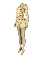 Polka Dot Crop Blouse and Bubble Shorts Set