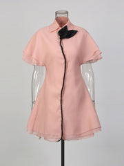 Ruffle Floral Collared Mini Dress-boutique