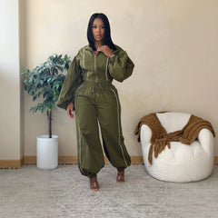 Cropped Track Jacket and Jogger Pants Set