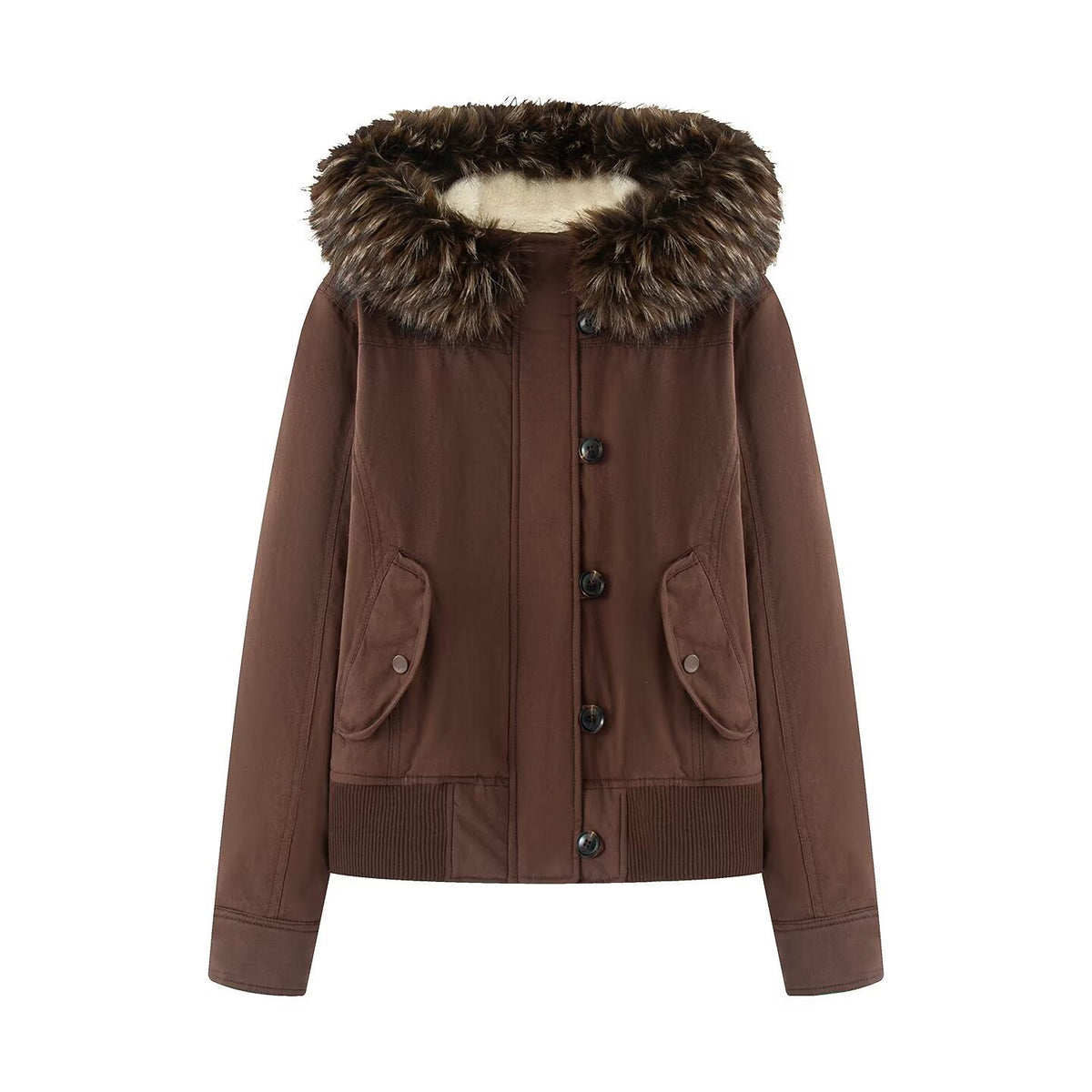 Faux Fur Hooded Cropped Jacket