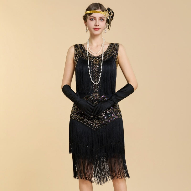 Plus Size Sequin Fringe Tank Flapper Dress