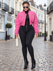 Diamond Quilted Cropped Zip Jacket