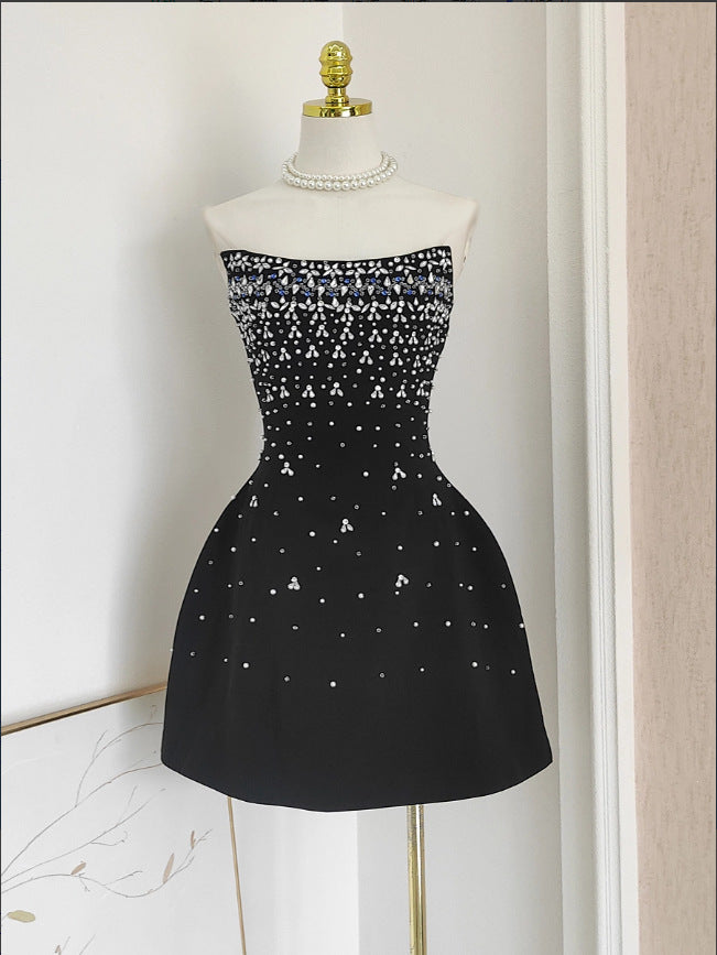 Rhinestone Strapless Mini Party Dress-boutique