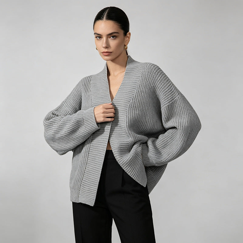 Solid Knit Button Cardigan
