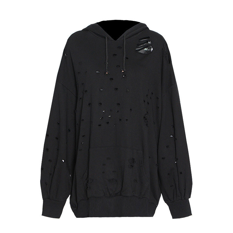 Distressed Oversized Pullover Hoodie