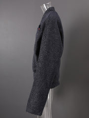 Striped Stand Collar Wool Jacket-boutique