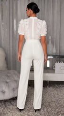 Women's Lace Trim Wide Leg Jumpsuit