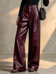 High Waist Wide Leg Faux Leather Pants