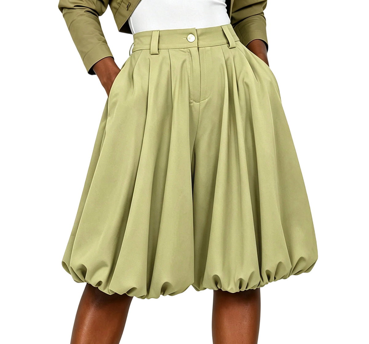 High Waist Pleated A Line Wide Leg Pants