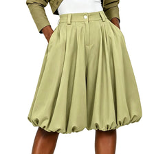 High Waist Pleated A Line Wide Leg Pants