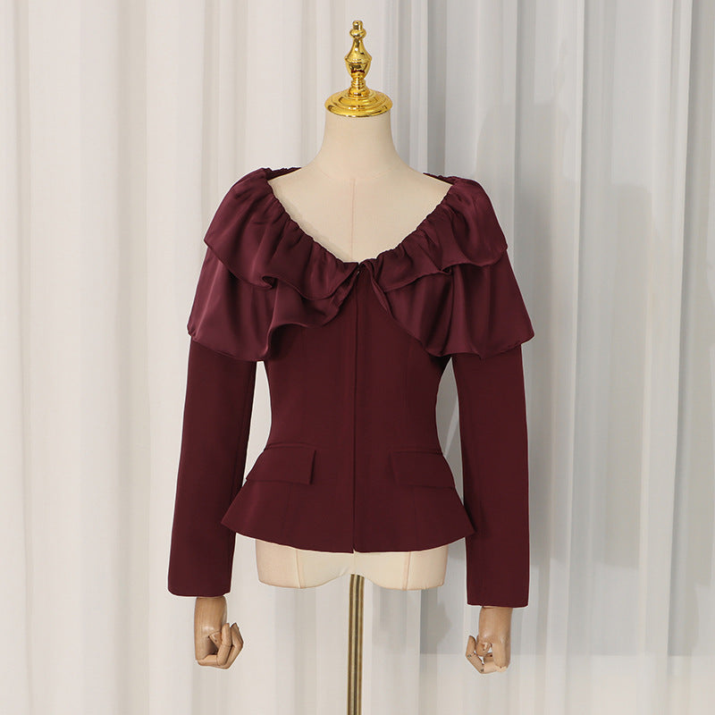 Off Shoulder Cropped Jacket-boutique