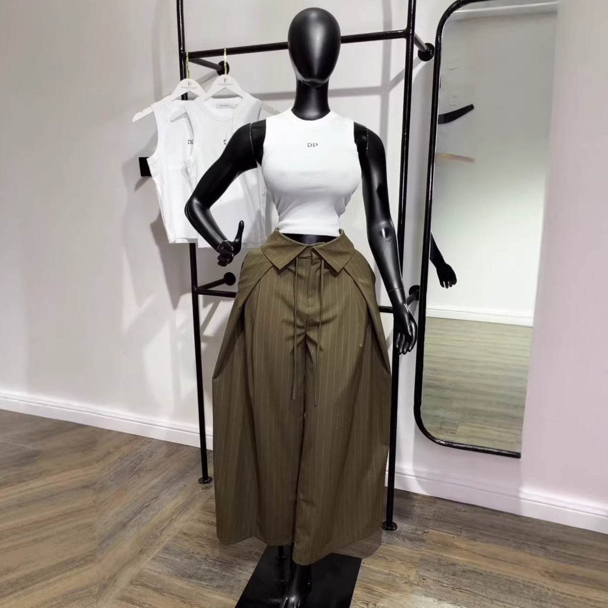 High Waist Striped Wide Leg Pants