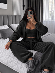 Hoodie Tank Top and Pants Three Piece Lounge Set