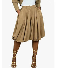 High Waist Pleated A Line Wide Leg Pants