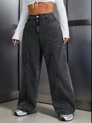 Women's Plus Size Distressed Barrel Leg Jeans