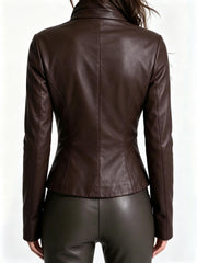 Asymmetric Zip Fitted Faux Leather Jacket