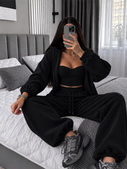 Hoodie Tank Top and Pants Three Piece Lounge Set