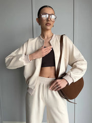 Zip Bomber Jacket and Straight Leg Pants Set