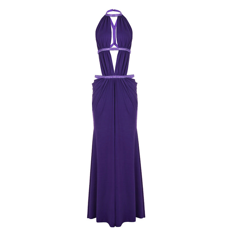 Embellished Halter Cutout Maxi Dress