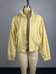Stand Collar Cropped Oversized Jacket