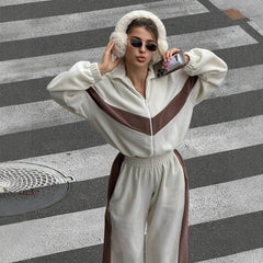 Color Block Zip Hoodie and Jogger Pants Set