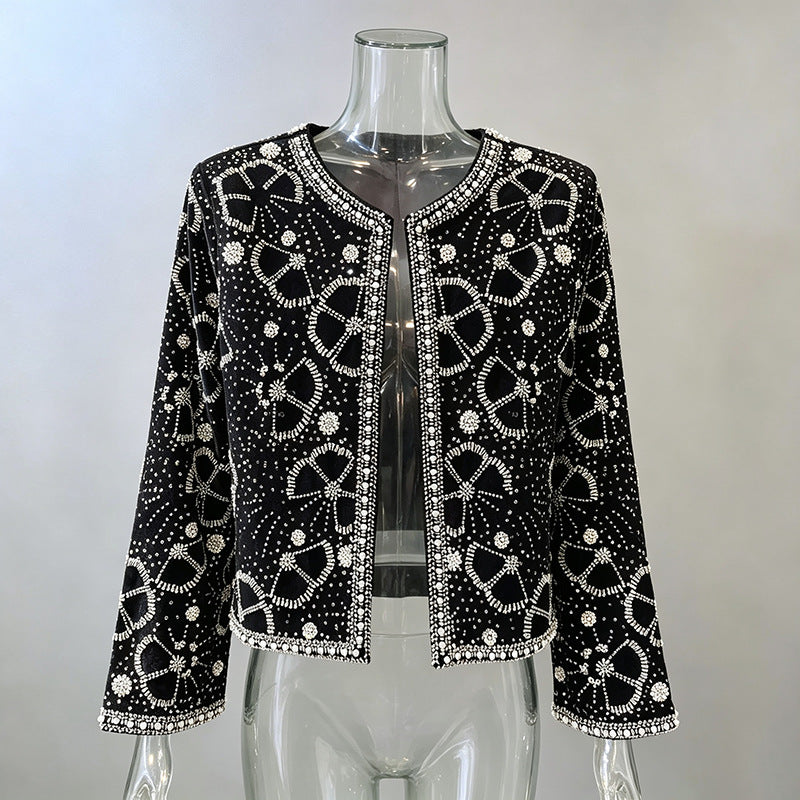 Sequin Beaded Long Sleeve Cardigan-boutique