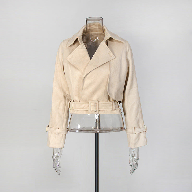 Cropped Suede Waist Tailored Jacket-boutique