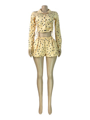 Polka Dot Crop Blouse and Bubble Shorts Set