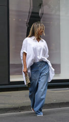 Distressed Washed Wide Leg Jeans