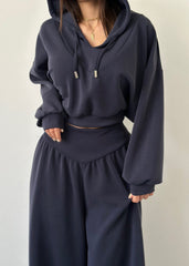 Cropped V Neck Hoodie and V Waist Pants Set