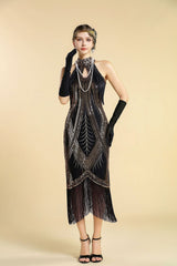 1920s Sequin Fringe Evening Flapper Dress