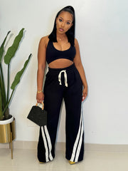 Color Block High Waist Wide Leg Sweatpants