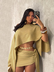One Shoulder Top and Mini Skirt Set